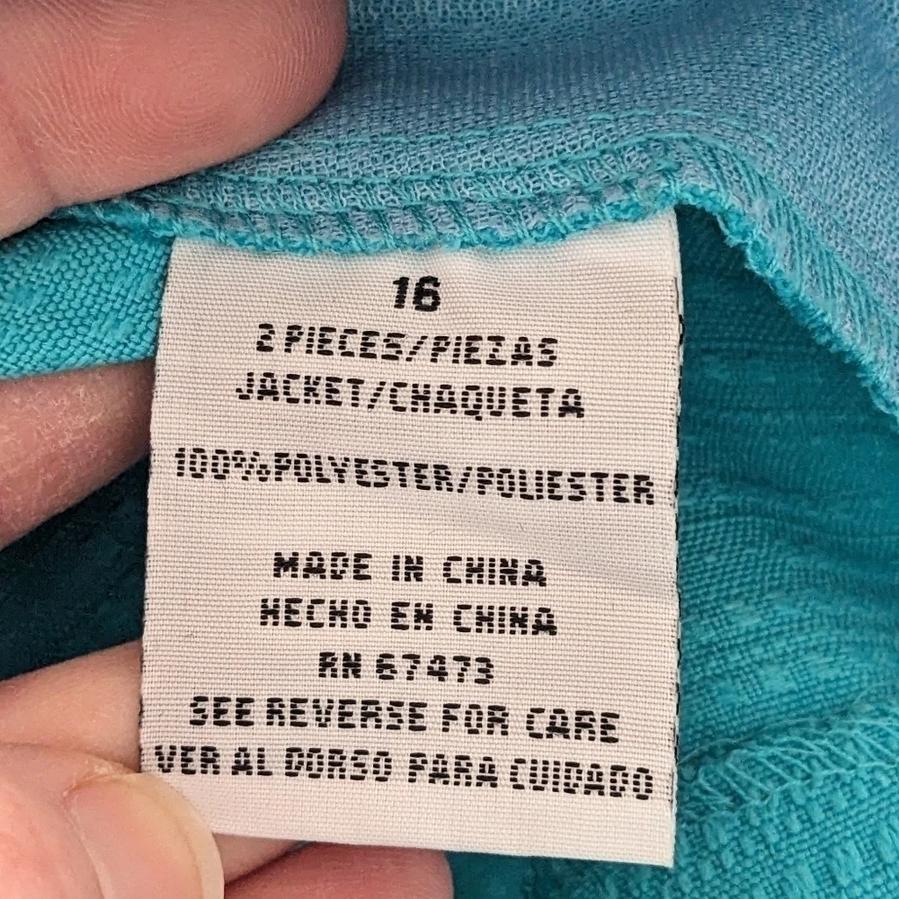 Danny & Nicole Turquoise Blazer Suit Jacket 16 - Picture 5 of 7